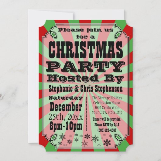 Alte Vintage Weihnachten Party Einladung (Vorderseite)