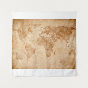 Alte Vintage Weltkarte zur Illustration, Welt, Wandteppich