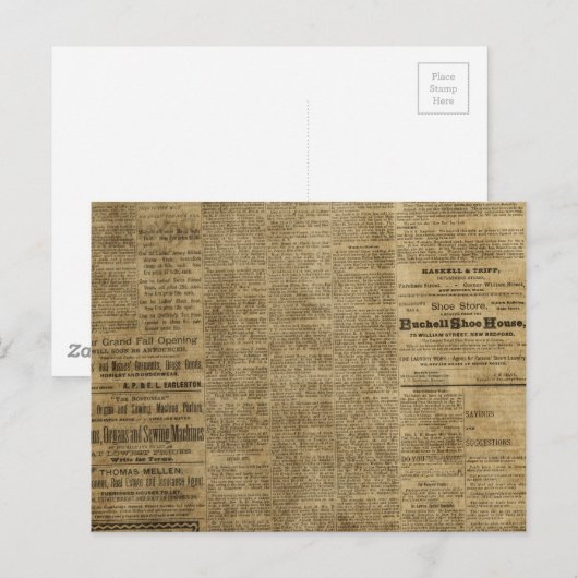 Alte Vintage Zeitung Postkarte (Vorne/Hinten)