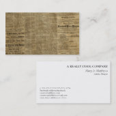 Alte Vintage Zeitung Visitenkarte (Vorne/Hinten)