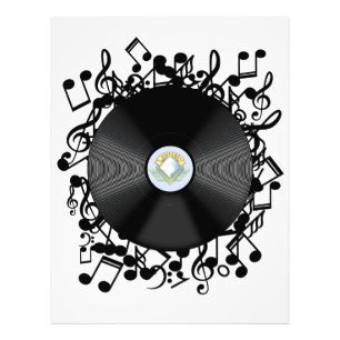 Alte Vinyl-Schallplatte und Noten Fotodruck