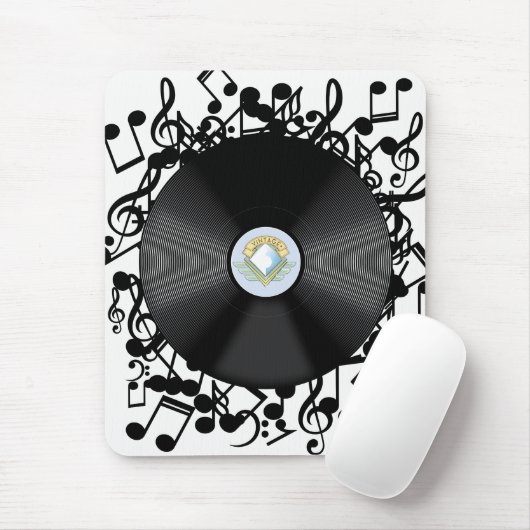Alte Vinyl-Schallplatten und musikalische Noten Mousepad (Mit Mouse)