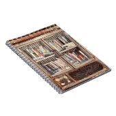 Alte virtuelle Bibliothek mit Büchern Notizblock (Rechte Seite)