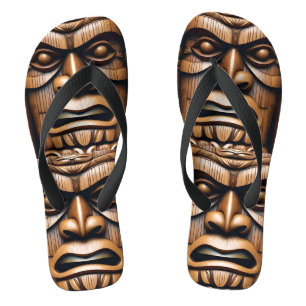 Alte Wächter: Tiki Holzkunst Badesandalen