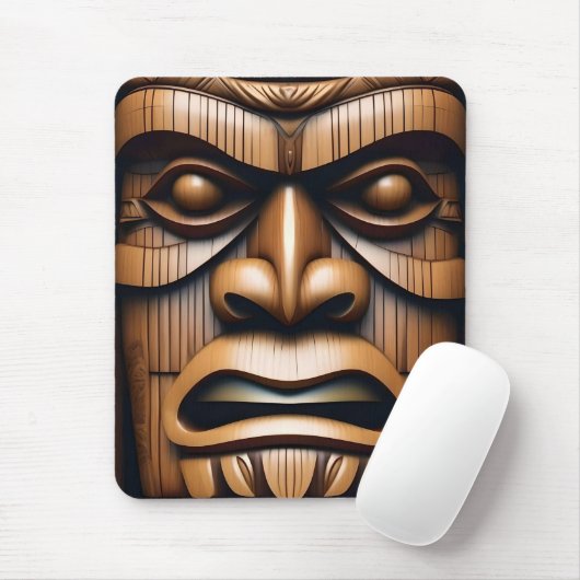 Alte Wächter: Tiki Holzkunst Mousepad (Mit Mouse)
