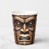Alte Wächter: Tiki Holzkunst Pappbecher (Rückseite)