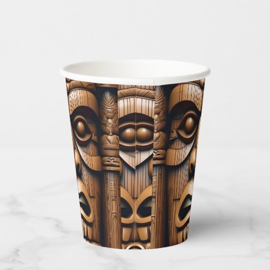 Alte Wächter: Tiki Holzkunst Pappbecher (Rechts)