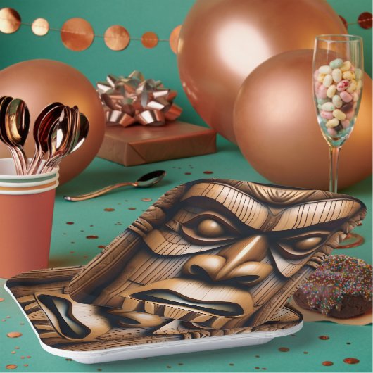 Alte Wächter: Tiki Holzkunst Pappteller (Multi)