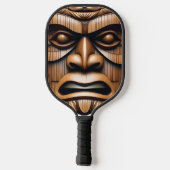 Alte Wächter: Tiki Holzkunst Pickleball Schläger (Rückseite)