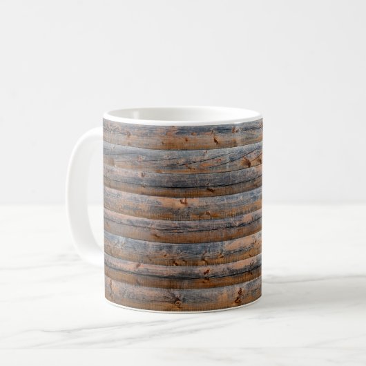 Alte Wand aus Holzplanken mit Rissen. Beam Kaffeetasse (Vorderseite Links)