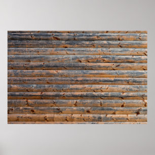 Alte Wand aus Holzplanken mit Rissen. Beam Poster