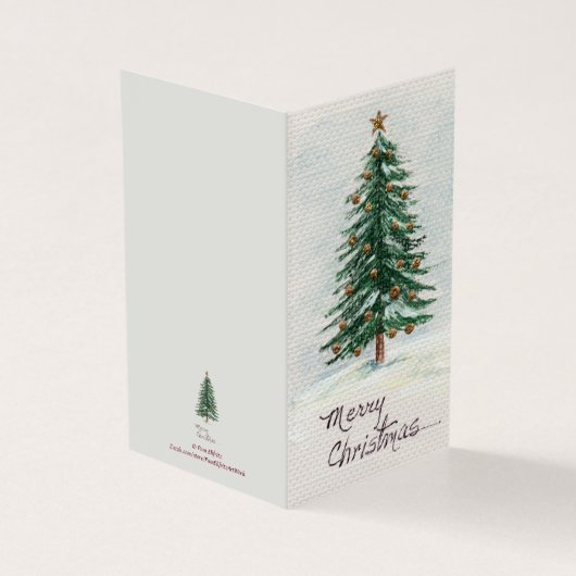 Alte Wasserfarbe Weihnachtsbaum in Snow Holi (Vorderseite)