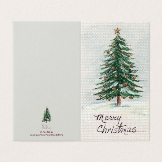Alte Wasserfarbe Weihnachtsbaum in Snow Holi (Außenseite Aufgefaltet)