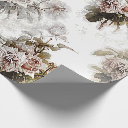 Alte, weiche Rose, grau-rosa Bouquet-Muster Geschenkpapier (Ecke)