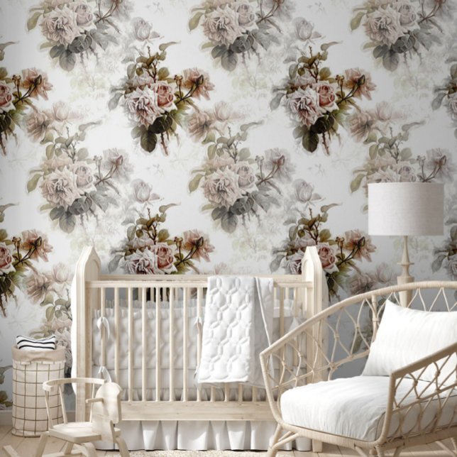 Alte, weiche Rose, grau-rosa Bouquet-Muster Tapete (Von Creator hochgeladen)