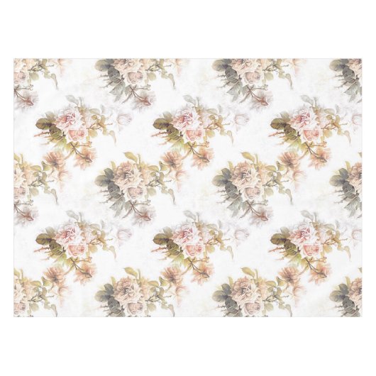 Alte, weiche Rose, rosa Bouquet-Muster Tischdecke (Vorderseite (Horizontal))