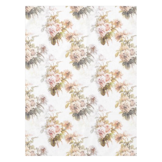Alte, weiche Rose, rosa Bouquet-Muster Tischdecke (Vorderseite)