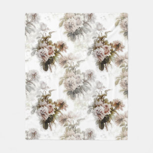 Alte, weiche Rose, rosa, graues Bouquet-Muster Fleecedecke