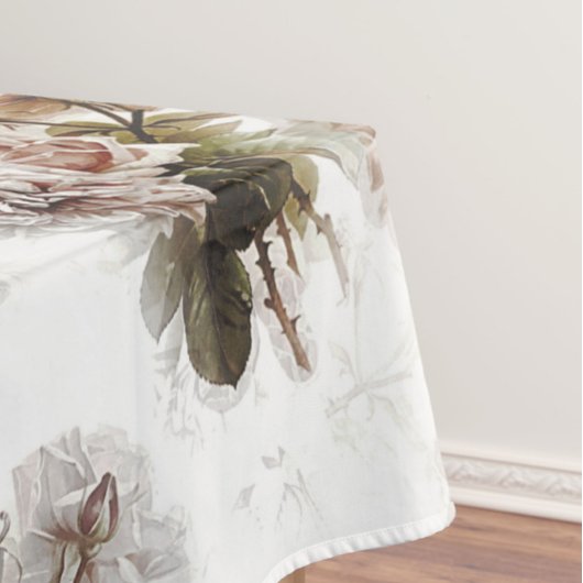 Alte, weiche Rose, rosa, graues Bouquet-Muster Tischdecke