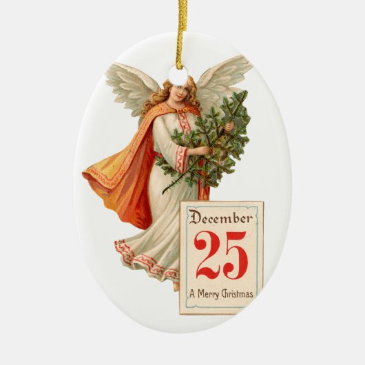 Alte Weihnachten, Angel Keramikornament (Vorne)
