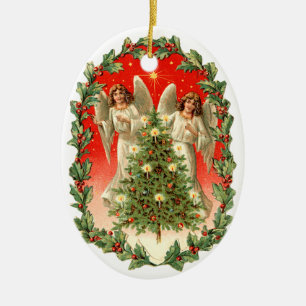 Alte Weihnachten, Engel Keramik Ornament