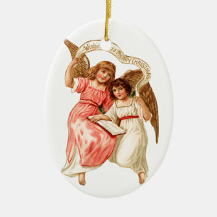 Alte Weihnachten, Engel Keramikornament