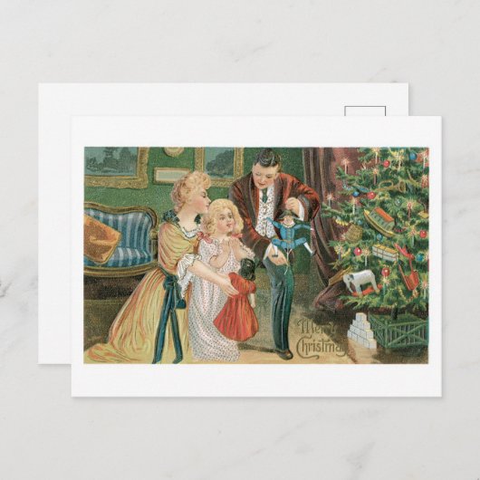 Alte Weihnachten, Familie Feiertagspostkarte (Vorne/Hinten)