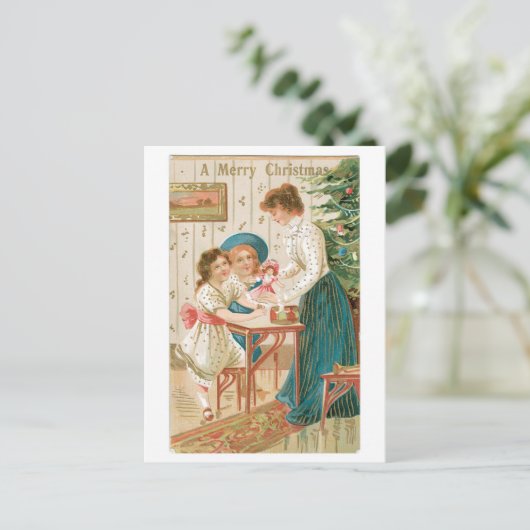 Alte Weihnachten, Familie Feiertagspostkarte (Stehend Vorderseite)