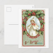 Alte Weihnachten, Holly Feiertagspostkarte (Vorne/Hinten)