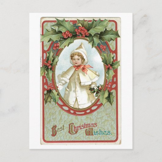 Alte Weihnachten, Holly Feiertagspostkarte (Vorderseite)