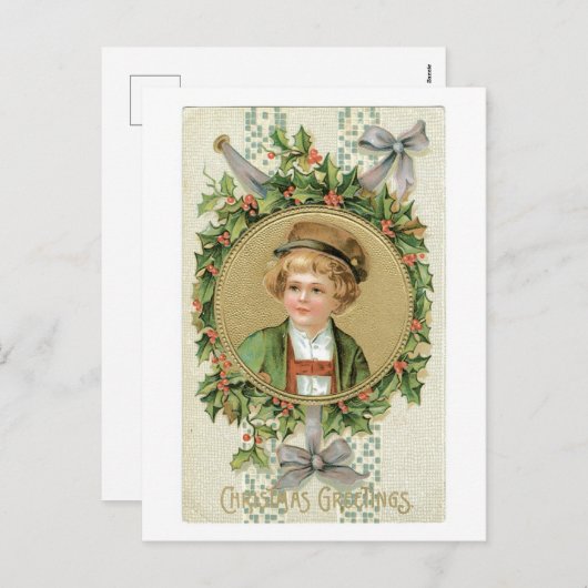 Alte Weihnachten, Junge Feiertagspostkarte (Vorne/Hinten)