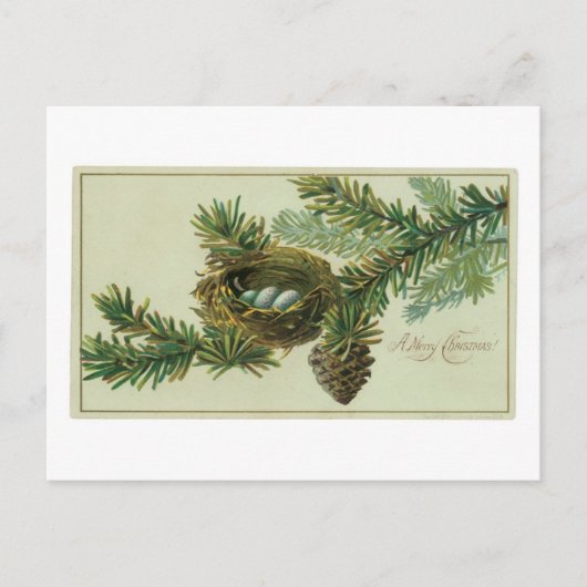 Alte Weihnachten, Kiefernholz Feiertagspostkarte (Vorderseite)