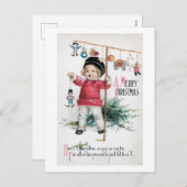 Alte Weihnachten, Kind Feiertagspostkarte (Vorne/Hinten)