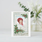 Alte Weihnachten, Lady Feiertagspostkarte (Stehend Vorderseite)