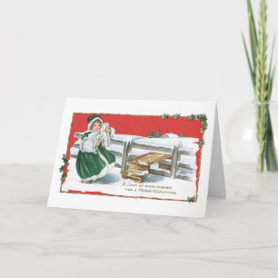 Alte Weihnachten, Mädchen Feiertagskarte