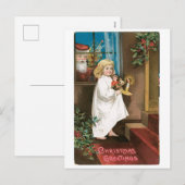 Alte Weihnachten, Mädchen Feiertagspostkarte (Vorne/Hinten)