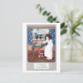 Alte Weihnachten, Mädchen Feiertagspostkarte (Stehend Vorderseite)