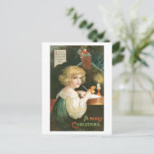 Alte Weihnachten, Mädchen Feiertagspostkarte (Stehend Vorderseite)