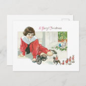 Alte Weihnachten, Mädchen Feiertagspostkarte (Vorne/Hinten)