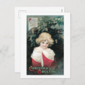 Alte Weihnachten, Mädchen Feiertagspostkarte (Vorne/Hinten)