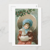 Alte Weihnachten, Mädchen Feiertagspostkarte (Vorne/Hinten)