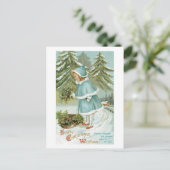 Alte Weihnachten, Mädchen Feiertagspostkarte (Stehend Vorderseite)