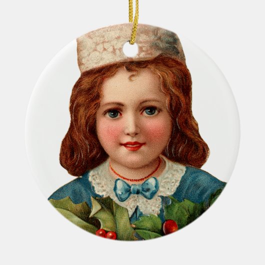 Alte Weihnachten, Mädchen Keramikornament (Vorne)
