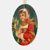 Alte Weihnachten, Mädchen Keramikornament (Links)