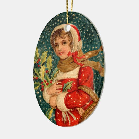 Alte Weihnachten, Mädchen Keramikornament (Links)
