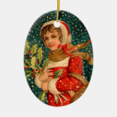 Alte Weihnachten, Mädchen Keramikornament (Vorne)