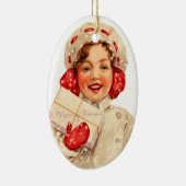 Alte Weihnachten, Mädchen Keramikornament (Rechts)