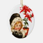 Alte Weihnachten, Mädchen mit Poinsettia Keramikornament (Rechts)