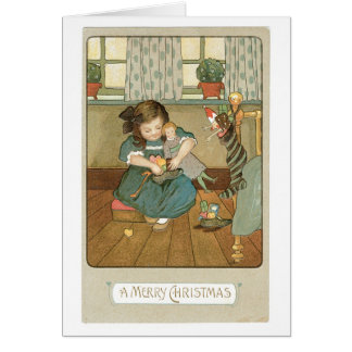Alte Weihnachten, Mädchen mit Puppen