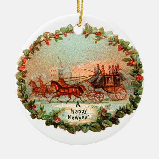 Alte Weihnachten, Neues Jahr, Coach Keramikornament (Vorne)